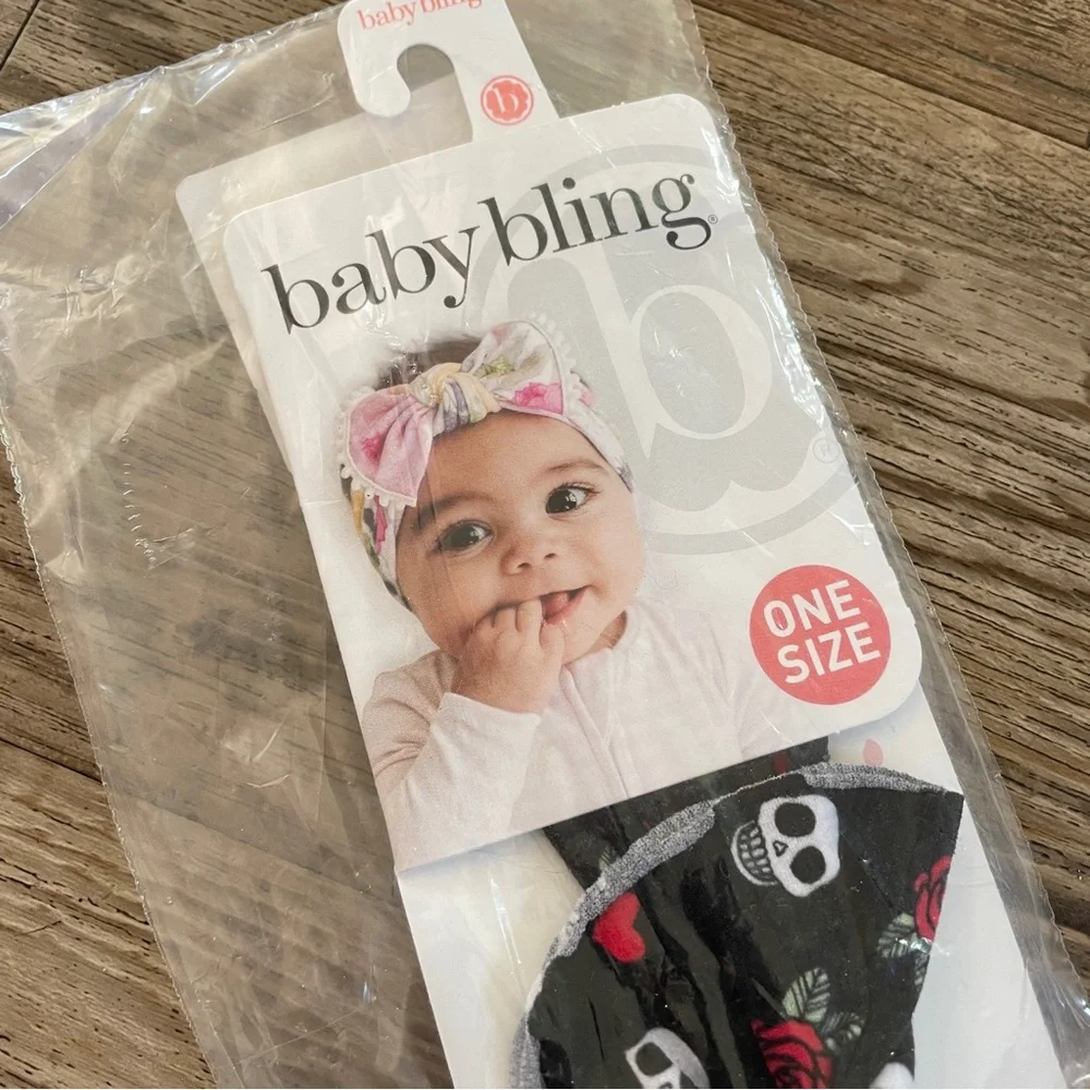 Baby Bling bow rose and skulls New